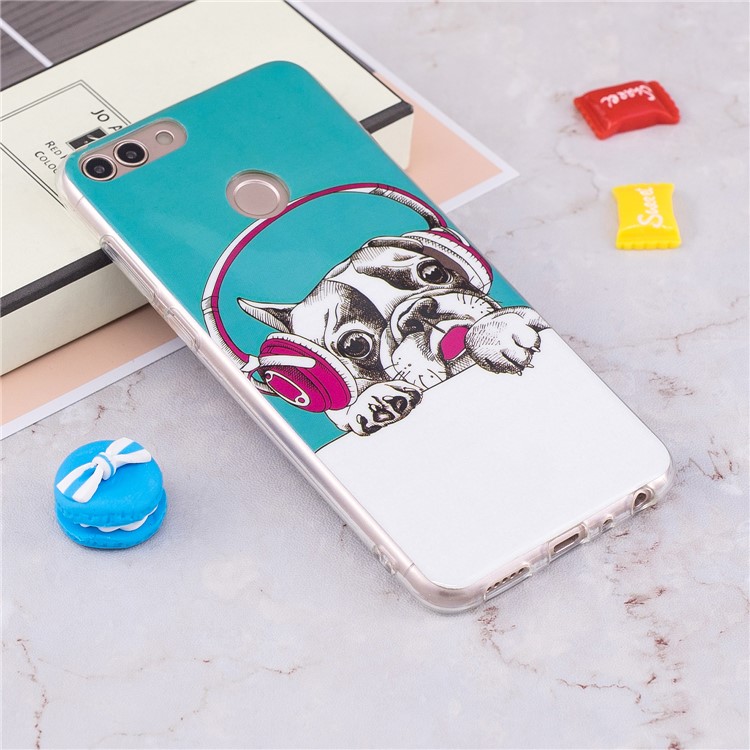 Luminous IMD Pattern Printing TPU Mobile Phone Case for Huawei P Smart/Enjoy 7S - Dog Listening to Music-4