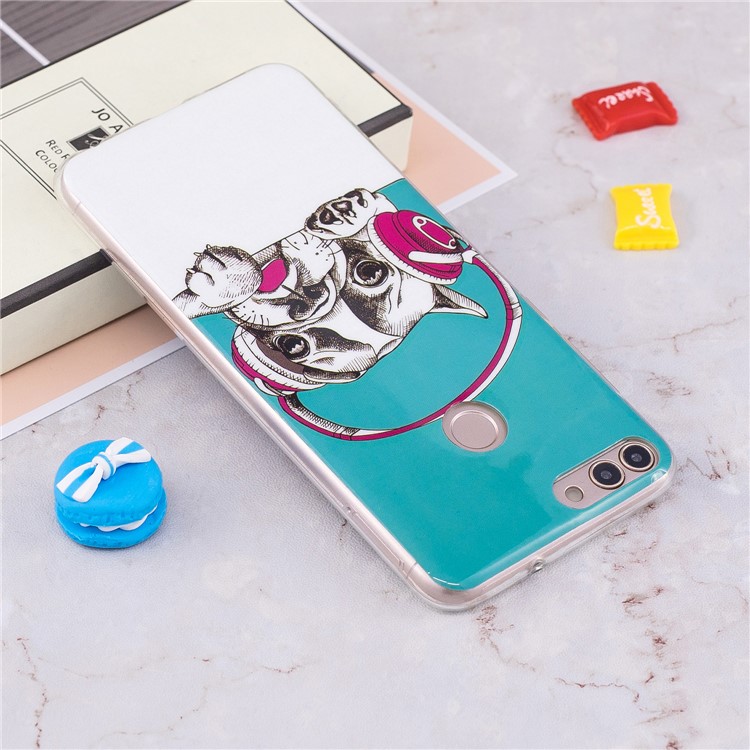 Luminous IMD Pattern Printing TPU Mobile Phone Case for Huawei P Smart/Enjoy 7S - Dog Listening to Music-5