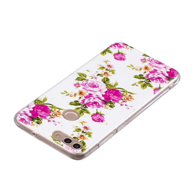 Luminous IMD Pattern Printing TPU Cell Phone Case for Huawei P Smart/Enjoy 7S - Flowers-3
