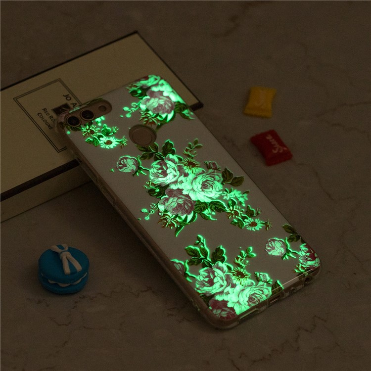 Luminous IMD Pattern Printing TPU Cell Phone Case for Huawei P Smart/Enjoy 7S - Flowers-6