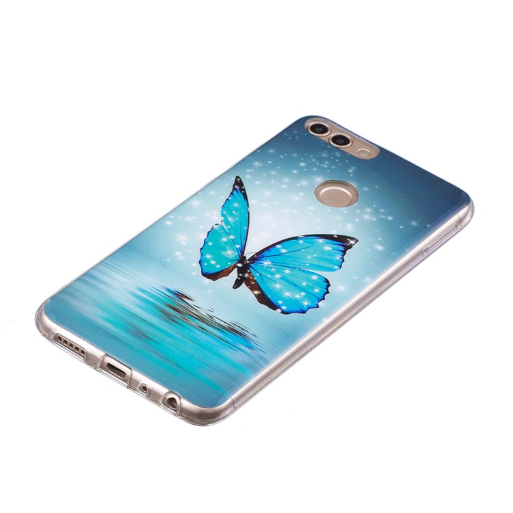 Luminous IMD Pattern Printing TPU Mobile Phone Shell for Huawei P Smart/Enjoy 7S - Butterfly on Lake-2