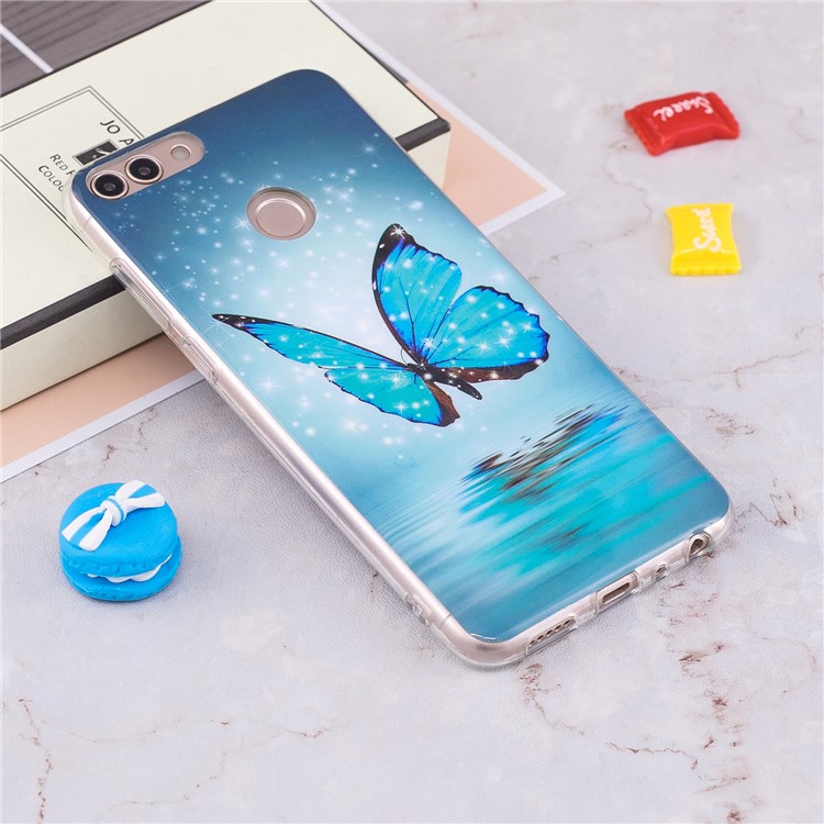 Luminous IMD Pattern Printing TPU Mobile Phone Shell for Huawei P Smart/Enjoy 7S - Butterfly on Lake-4