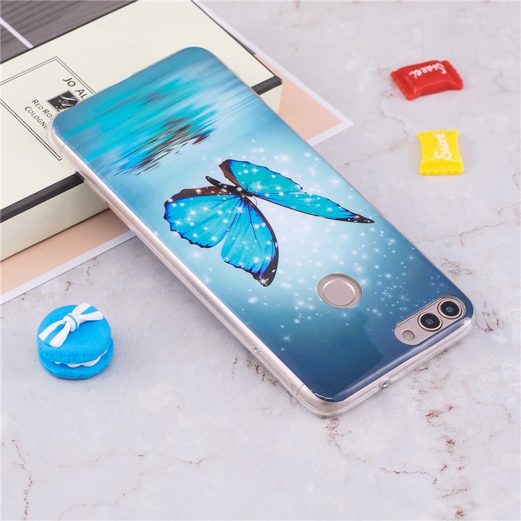 Luminous IMD Pattern Printing TPU Mobile Phone Shell for Huawei P Smart/Enjoy 7S - Butterfly on Lake-5