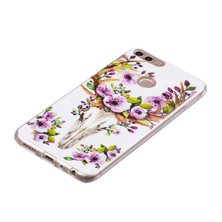 Luminous IMD Pattern Printing TPU Cell Phone Shell for Huawei P Smart/Enjoy 7S - Flowered Elk-2