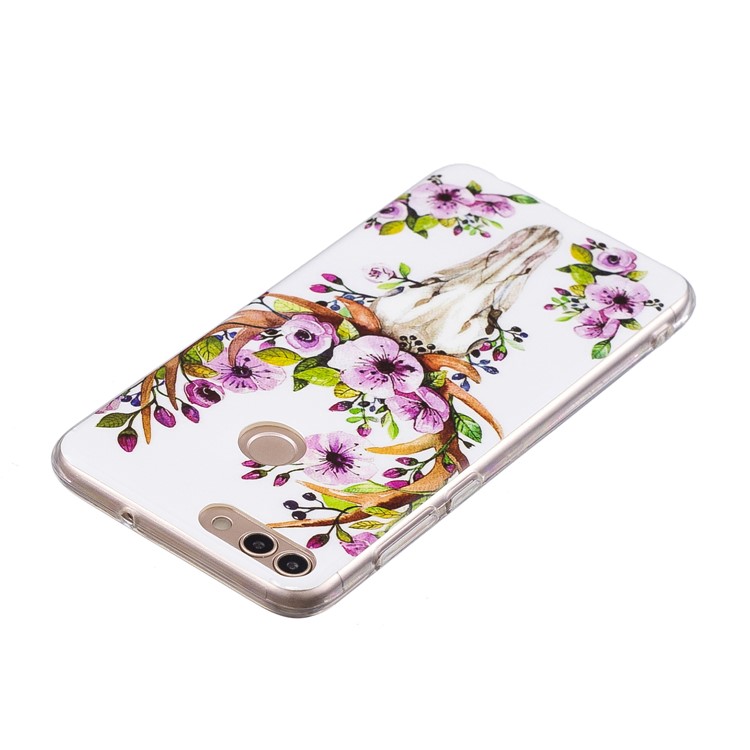 Luminous IMD Pattern Printing TPU Cell Phone Shell for Huawei P Smart/Enjoy 7S - Flowered Elk-3