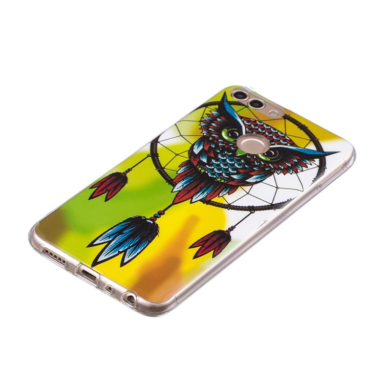 Luminous IMD Pattern Printing TPU Protective Case for Huawei P Smart/Enjoy 7S - Owl on Dream Catcher-2