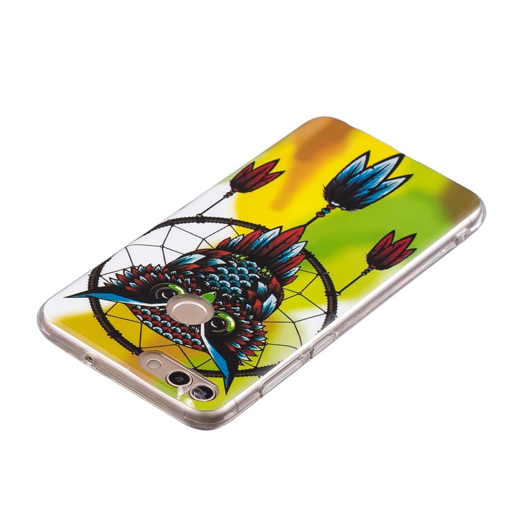 Luminous IMD Pattern Printing TPU Protective Case for Huawei P Smart/Enjoy 7S - Owl on Dream Catcher-3