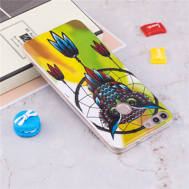 Luminous IMD Pattern Printing TPU Protective Case for Huawei P Smart/Enjoy 7S - Owl on Dream Catcher-5
