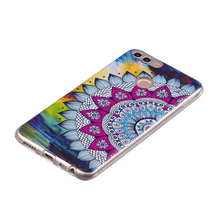 Luminous IMD Pattern Printing TPU Protective Casing for Huawei P Smart/Enjoy 7S - Half Flower-2