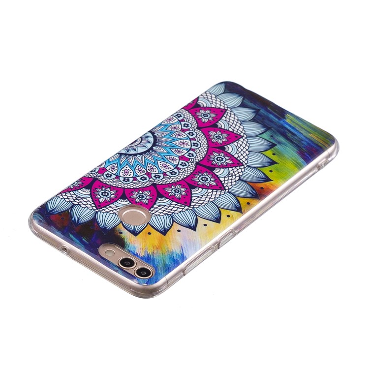 Luminous IMD Pattern Printing TPU Protective Casing for Huawei P Smart/Enjoy 7S - Half Flower-3