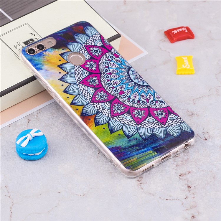 Luminous IMD Pattern Printing TPU Protective Casing for Huawei P Smart/Enjoy 7S - Half Flower-4