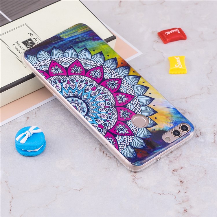 Luminous IMD Pattern Printing TPU Protective Casing for Huawei P Smart/Enjoy 7S - Half Flower-5