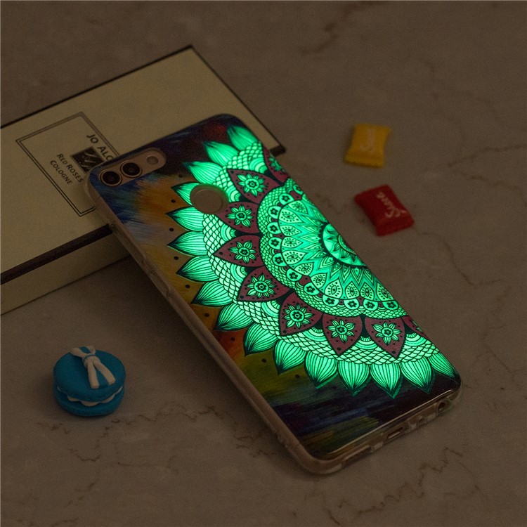 Luminous IMD Pattern Printing TPU Protective Casing for Huawei P Smart/Enjoy 7S - Half Flower-6