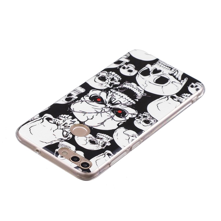Luminous IMD Pattern Printing Slim TPU Phone Case for Huawei P Smart/Enjoy 7S - Skulls-3