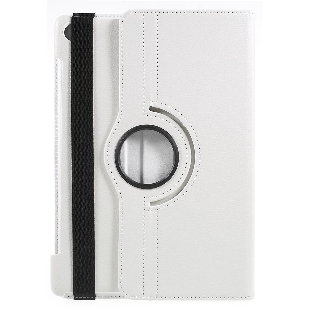 Litchi Skin Leather Cover with Rotating Stand for Huawei MediaPad M5 10 / M5 10 (Pro) - White-1