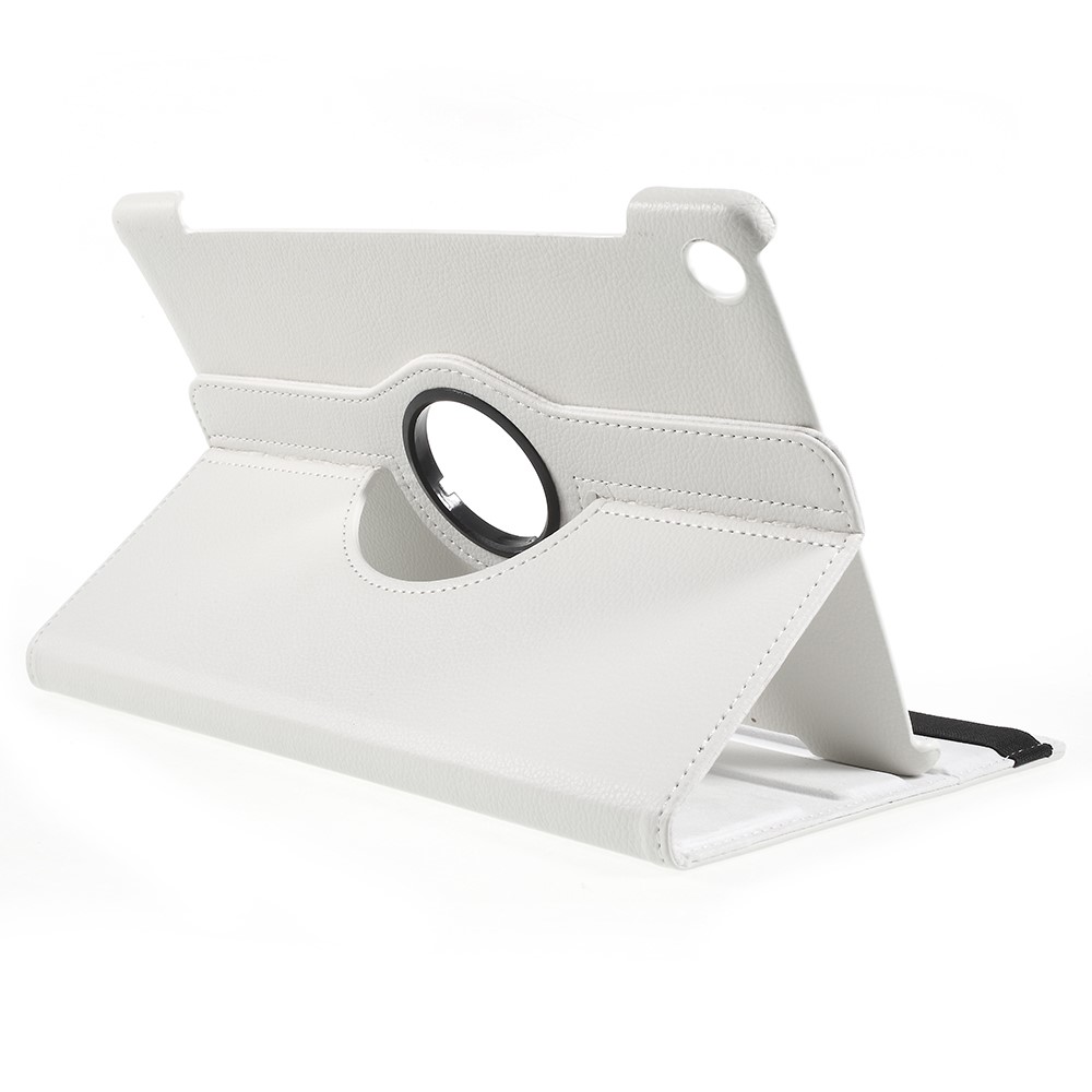 Litchi Skin Leather Cover with Rotating Stand for Huawei MediaPad M5 10 / M5 10 (Pro) - White-5