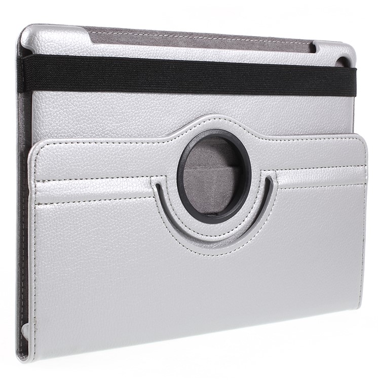 Litchi Skin Leather Shell Case with Rotating Stand for Huawei MediaPad M5 10 / M5 10 (Pro) - Silver-3