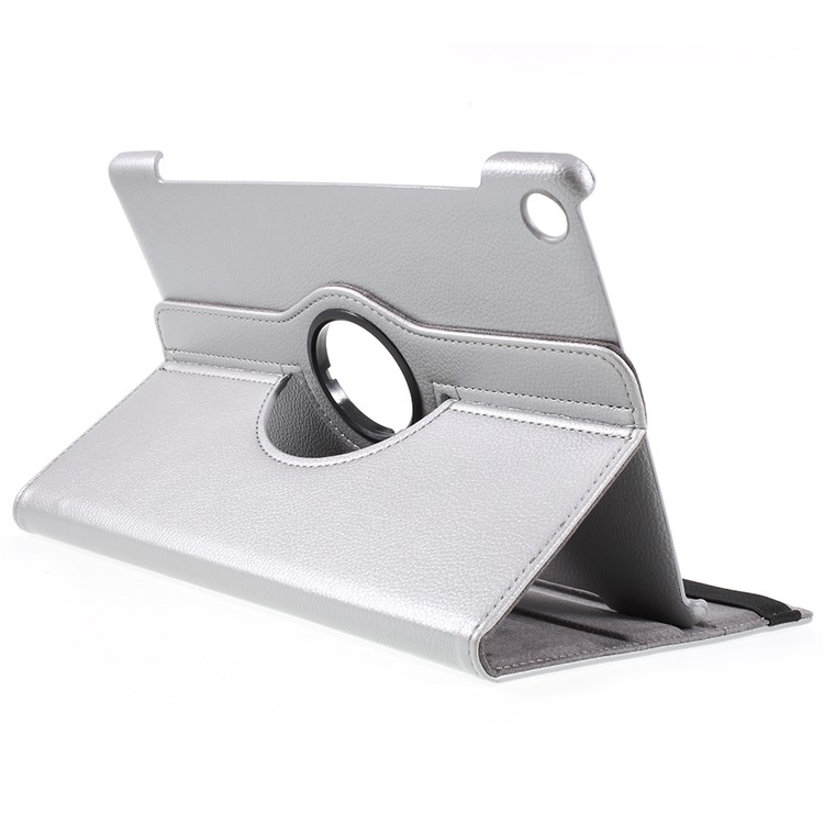 Litchi Skin Leather Shell Case with Rotating Stand for Huawei MediaPad M5 10 / M5 10 (Pro) - Silver-5