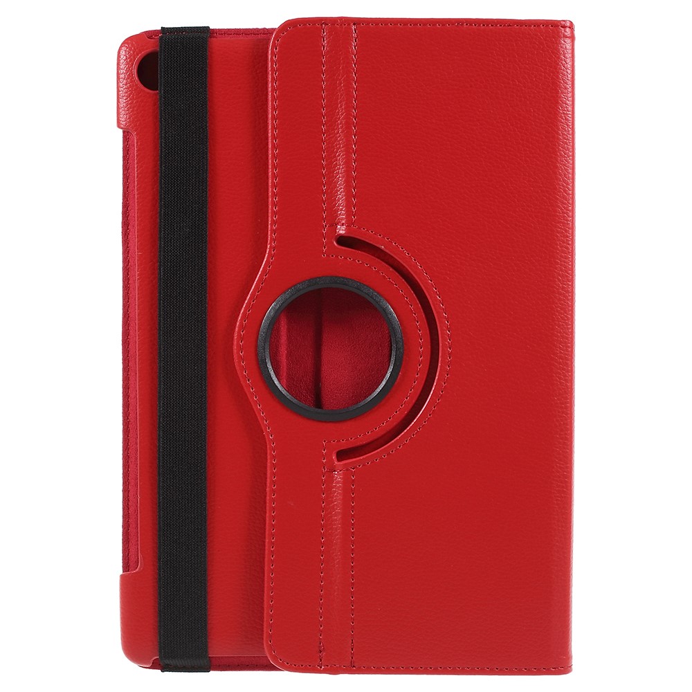 Litchi Skin Leather Shell with Rotating Stand for Huawei MediaPad M5 10 / M5 10 (Pro) - Red-1