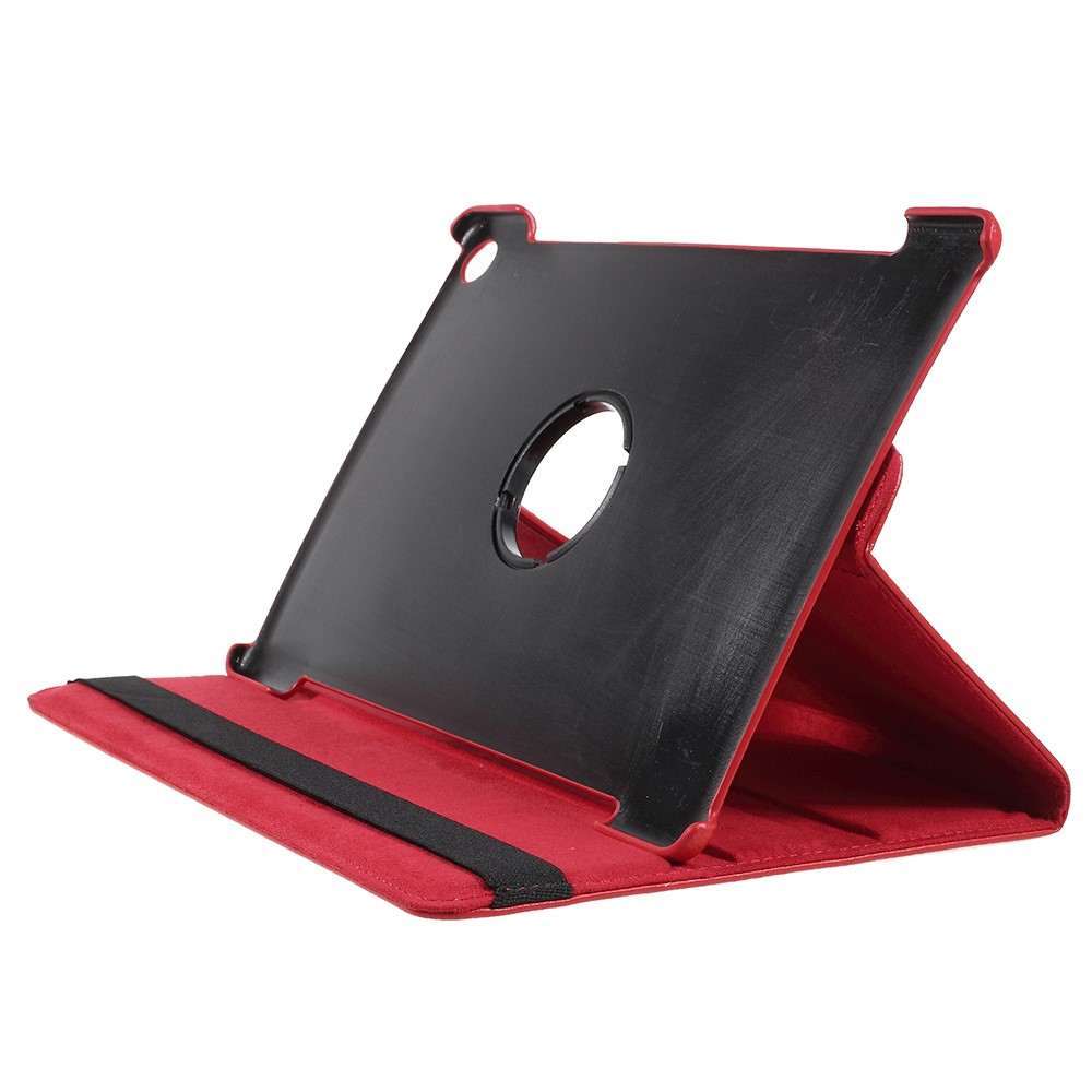 Litchi Skin Leather Shell with Rotating Stand for Huawei MediaPad M5 10 / M5 10 (Pro) - Red-4