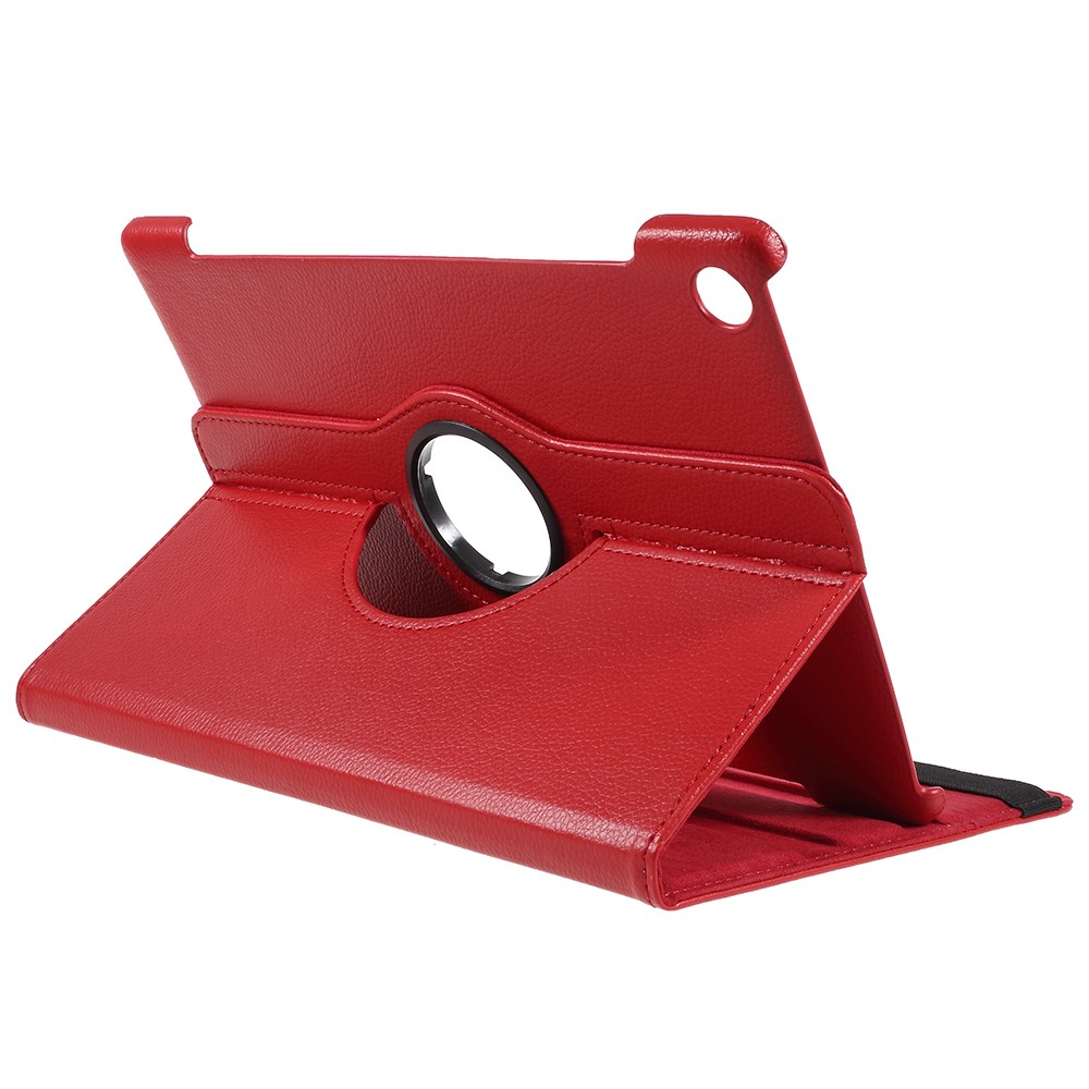 Litchi Skin Leather Shell with Rotating Stand for Huawei MediaPad M5 10 / M5 10 (Pro) - Red-5