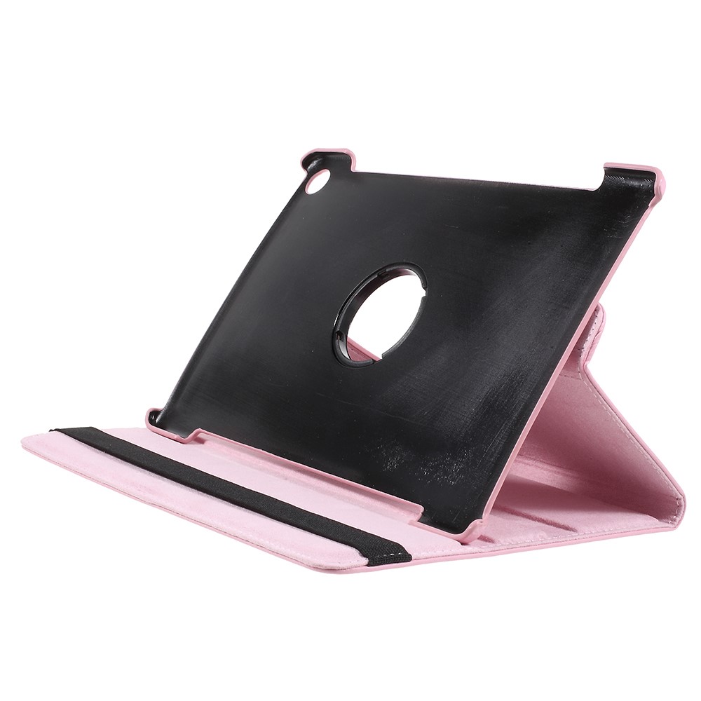 Coque de Boîtier en Cuir de Peau Litchi Avec Support en Rotation Pour Huawei Mediapad M5 10 / M5 10 (Pro) - Rose