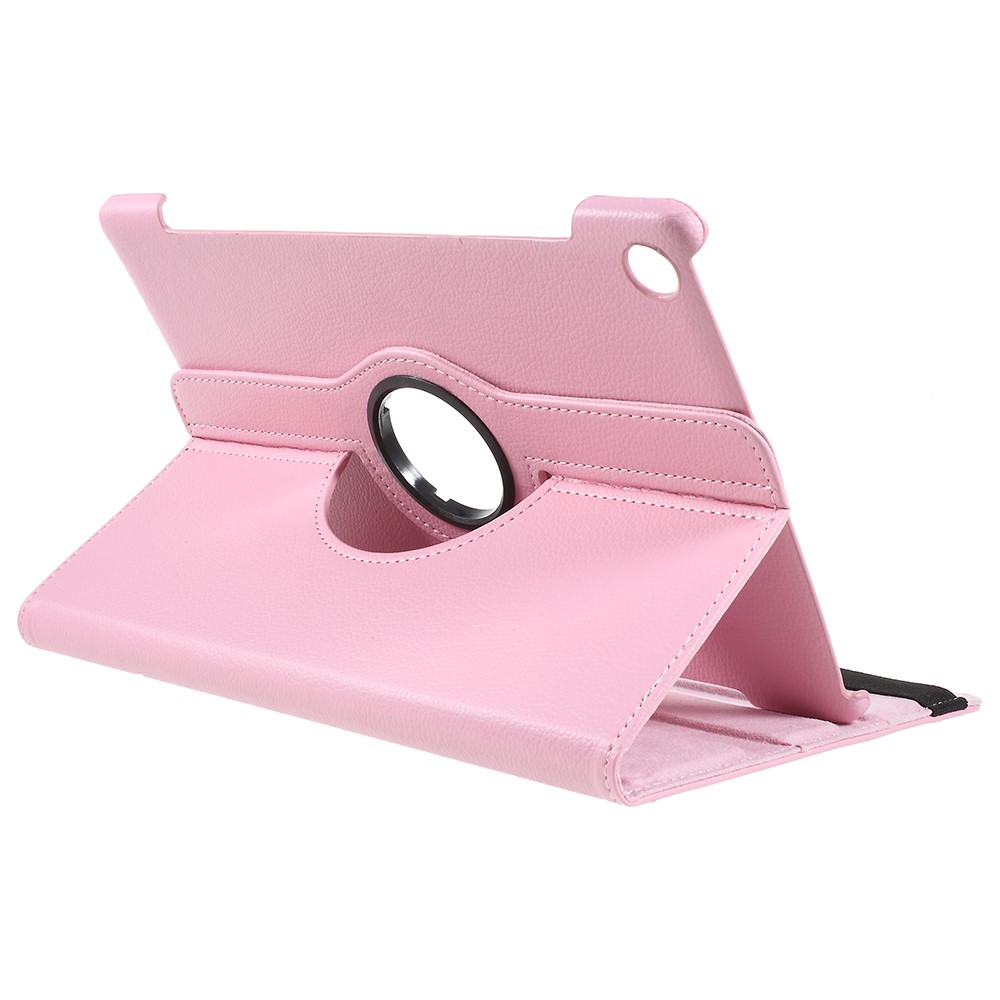 Casca de Couro de Pele Litchi Com Suporte Rotativo Para o Huawei Mediapad M5 10 / M5 10 (Pro) - Rosa