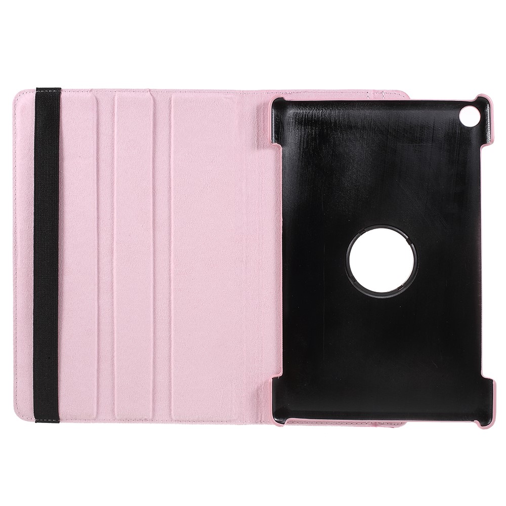 Casca de Couro de Pele Litchi Com Suporte Rotativo Para o Huawei Mediapad M5 10 / M5 10 (Pro) - Rosa