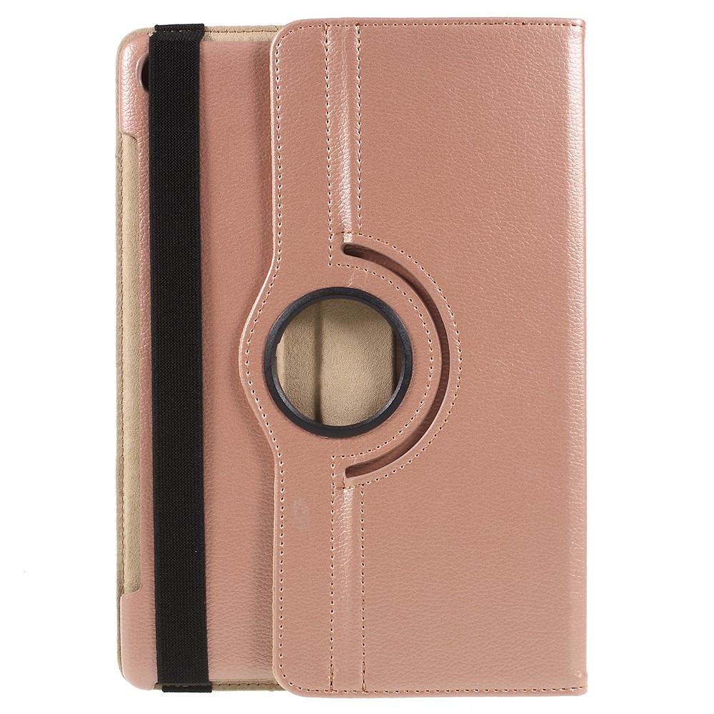 Litchi Skin Leather Protective Case with Rotating Stand for Huawei MediaPad M5 10 / M5 10 (Pro) - Rose Gold-1