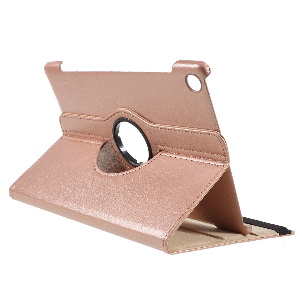 Litchi Skin Leather Protective Case with Rotating Stand for Huawei MediaPad M5 10 / M5 10 (Pro) - Rose Gold-5