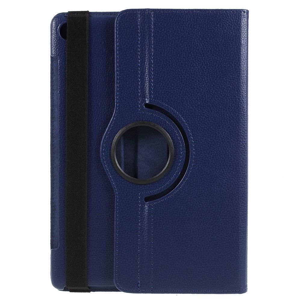 Litchi Texture Leather Case with Rotating Stand for Huawei MediaPad M5 10 / M5 10 (Pro) - Dark Blue-1