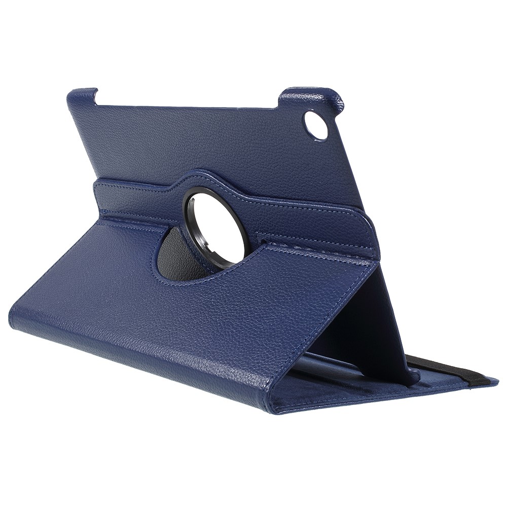 Litchi Texture Leather Case with Rotating Stand for Huawei MediaPad M5 10 / M5 10 (Pro) - Dark Blue-5