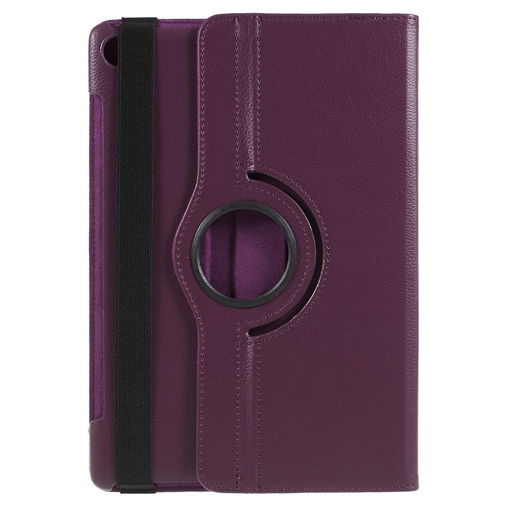 Litchi Skin Leather Cover Shell Case with Rotating Stand for Huawei MediaPad M5 10 / M5 10 (Pro) - Purple-1