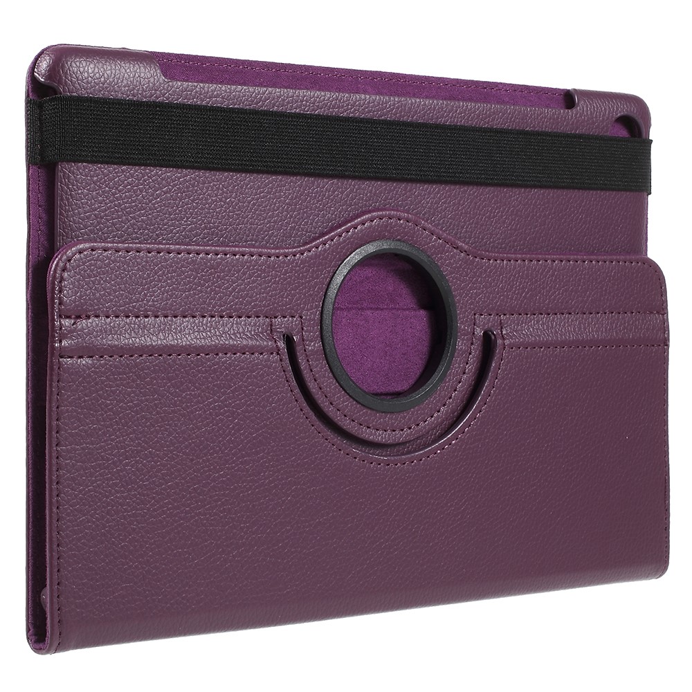 Litchi Skin Leather Cover Shell Com Suporte Rotativo Para o Huawei Mediapad M5 10 / M5 10 (Pro) - Roxo