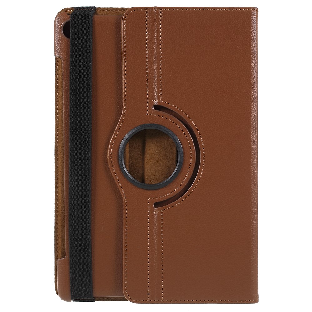 Litchi Skin Leather Cover Shell with Rotating Stand for Huawei MediaPad M5 10 / M5 10 (Pro) - Brown-1