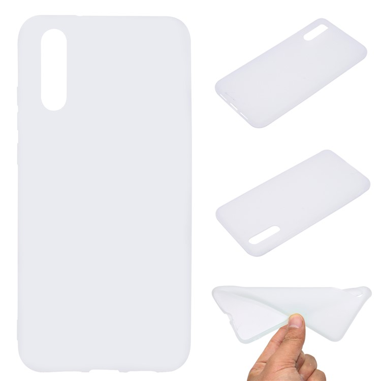 For Huawei P20 Solid Color Frosted Soft TPU Mobile Casing - White-1