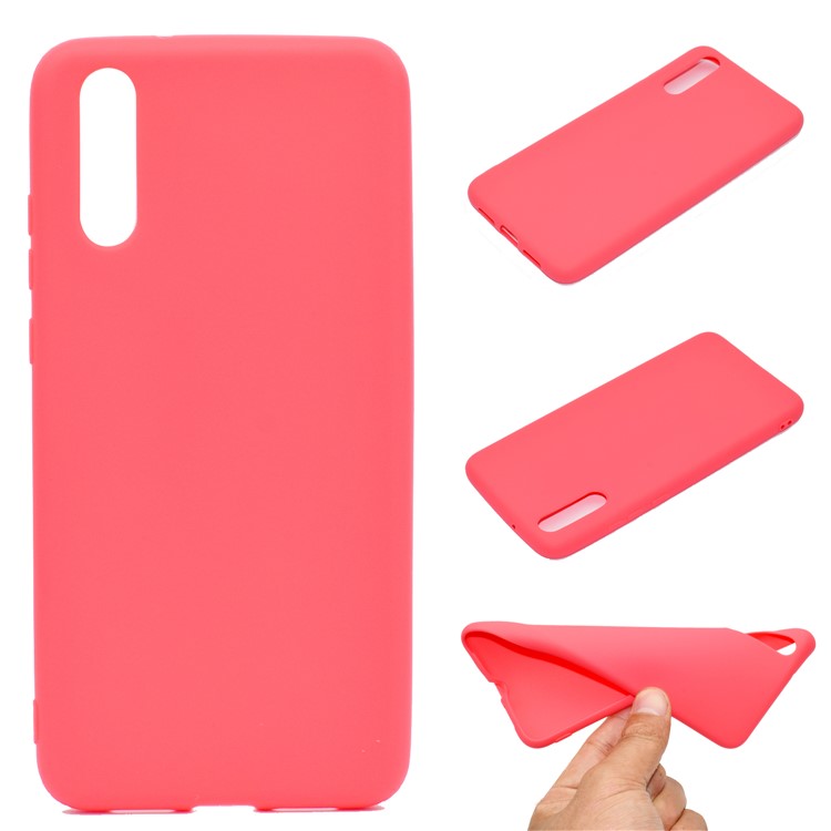 For Huawei P20 Solid Color Frosted Flexible TPU Cellphone Back Cover - Red-1