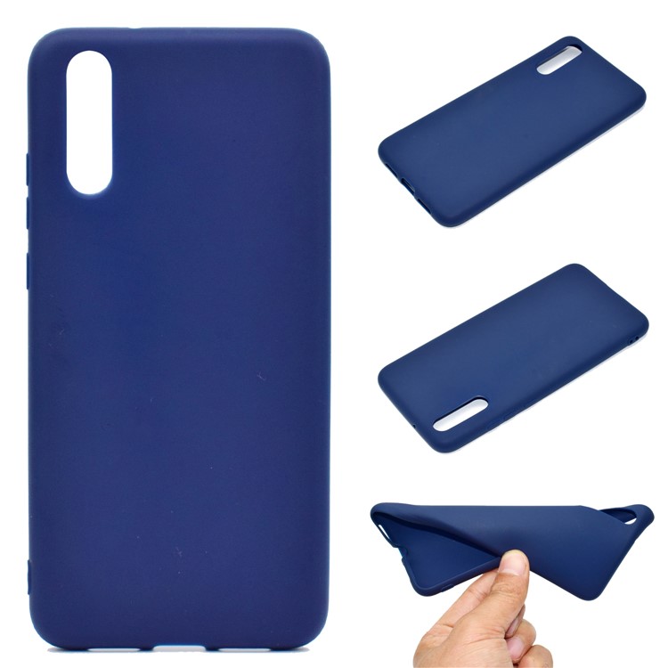 Para Huawei P20 Coloração Sólida Fosco Fino Fino Tpu Capa - Azul Escuro