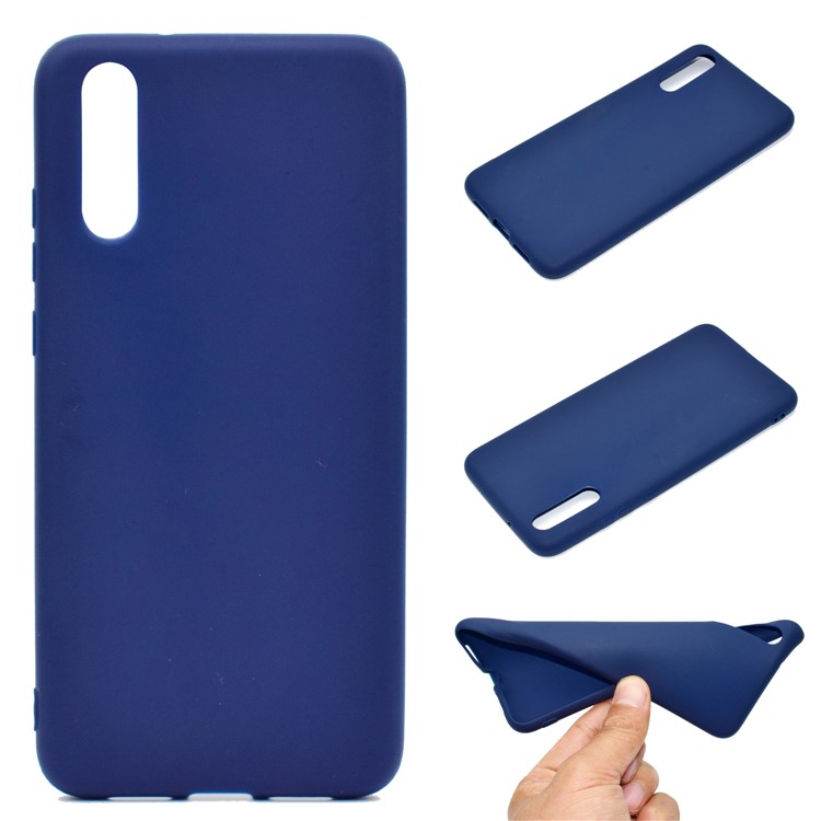 Solid Color Frosted Flexible TPU Cellphone Shell Case for Huawei P20 Pro - Dark Blue-1