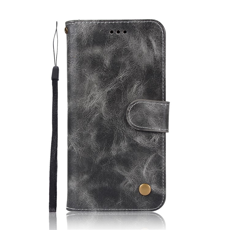 Premium Vintage PU Leather Wallet Stand Folio Accessory Case for Huawei P20 Pro - Grey-2