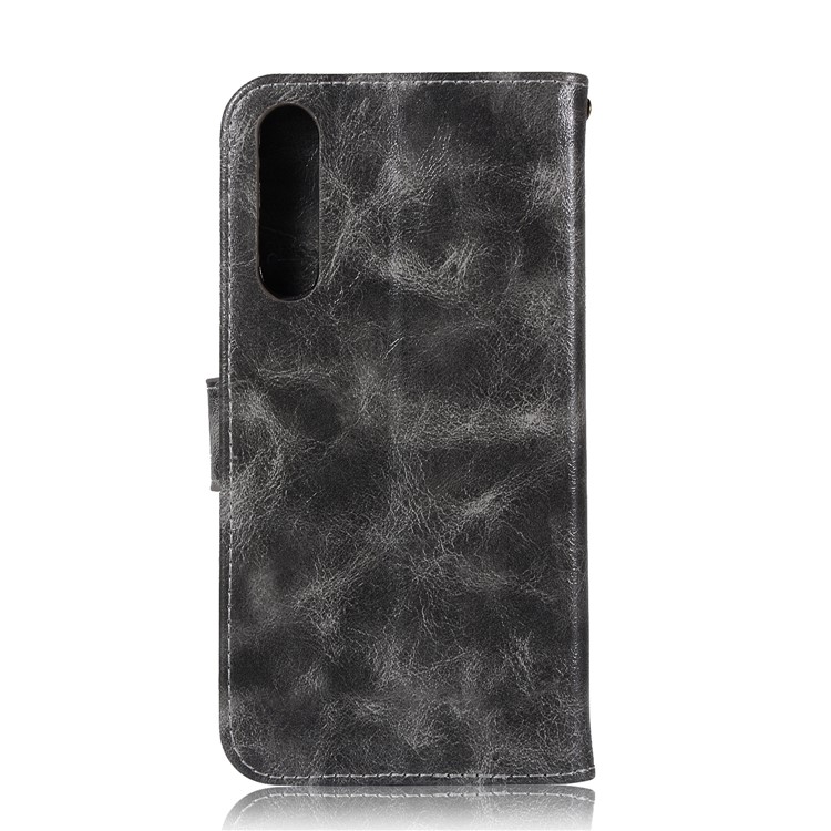 Premium Vintage PU Leather Wallet Stand Folio Accessory Case for Huawei P20 Pro - Grey-3