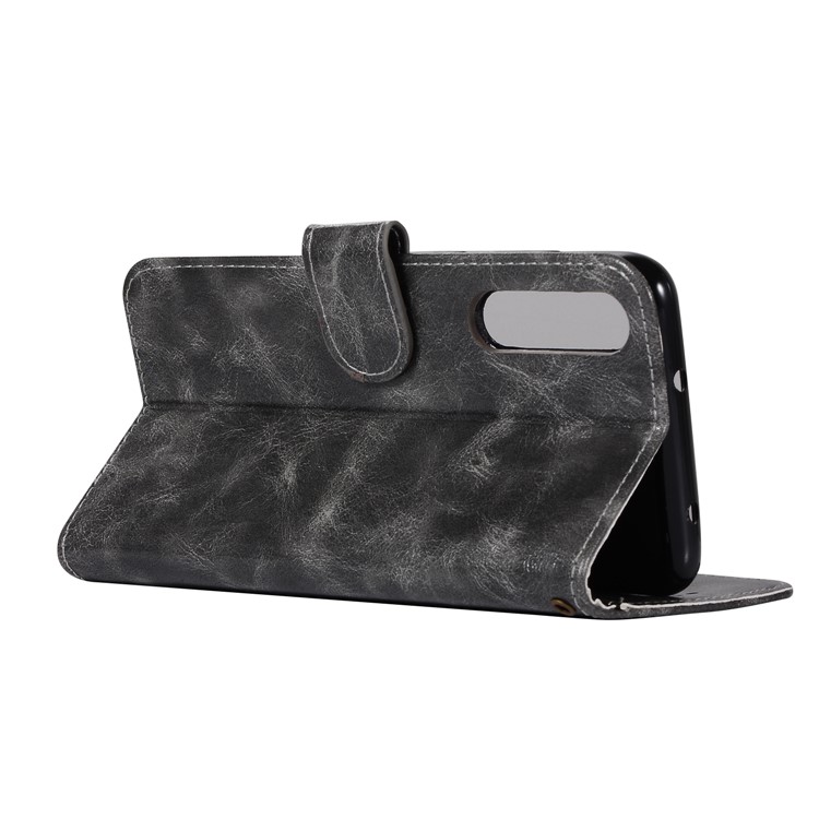 Premium Vintage PU Leather Wallet Stand Folio Accessory Case for Huawei P20 Pro - Grey-6