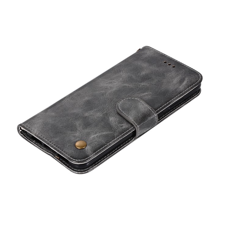 Premium Vintage PU Leather Wallet Stand Folio Accessory Case for Huawei P20 Pro - Grey-7