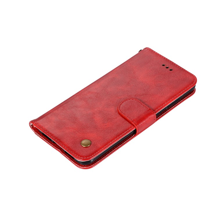 Premium Vintage PU Leather Wallet Stand Casing for Huawei P20 Pro - Red-7