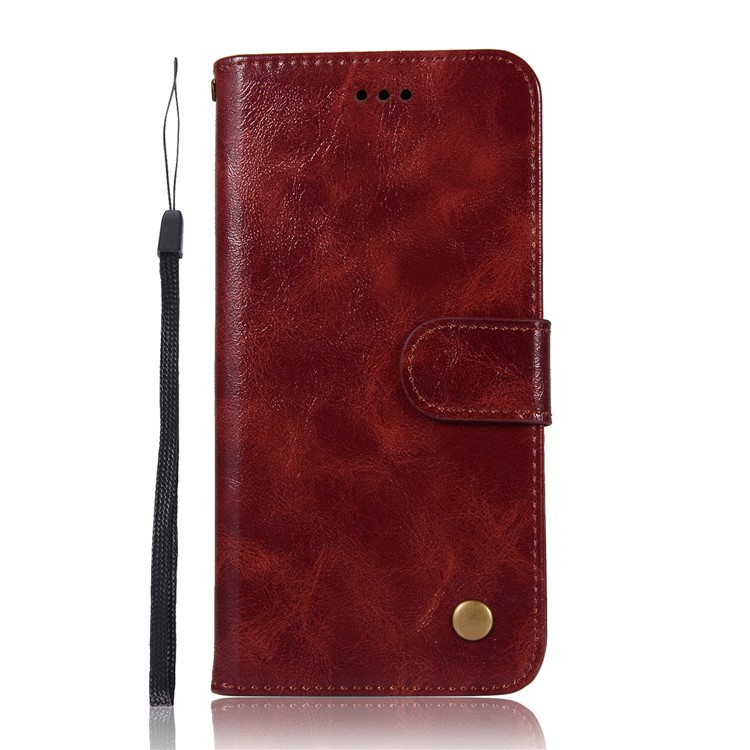 For Huawei P20 Pro Premium Vintage Leather Stand Wallet Magnetic Case - Wine Red-2