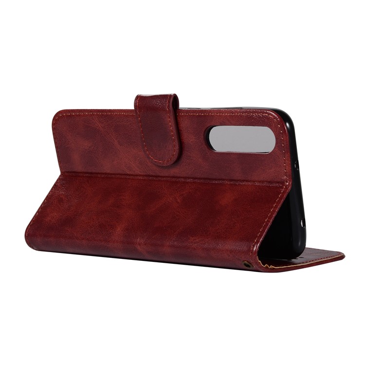 For Huawei P20 Pro Premium Vintage Leather Stand Wallet Magnetic Case - Wine Red-6