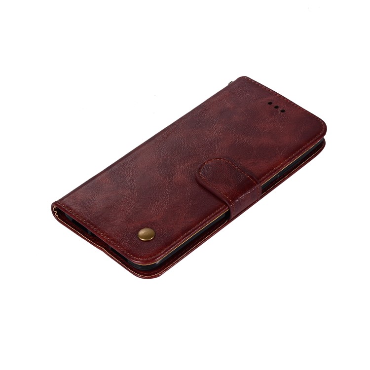 For Huawei P20 Pro Premium Vintage Leather Stand Wallet Magnetic Case - Wine Red-7