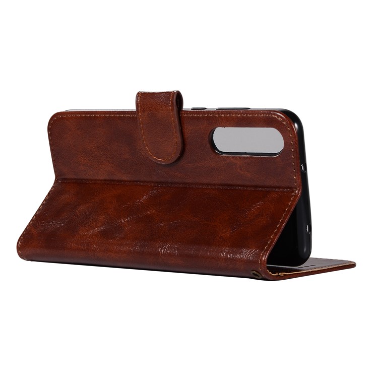 Premium Vintage PU Leather Wallet Stand Cellphone Folio Cover for Huawei P20 Pro - Coffee-6