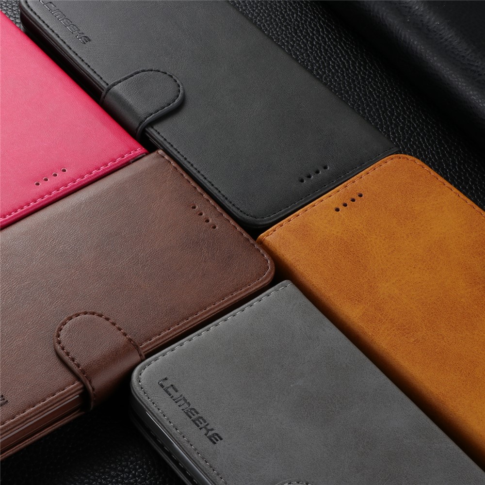 Lc.. IMEEKEKE Wallet Stand Couro Protetor Flip Capa Protetora Para Huawei P20 - Cinza