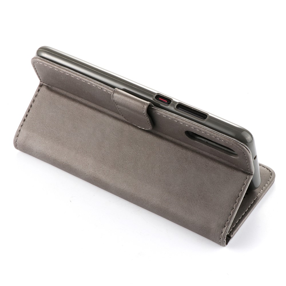 LC. IMEEKE Carteira Suporte De Couro Capa Protetora Flip Para Huawei P20 - Cinzento-3